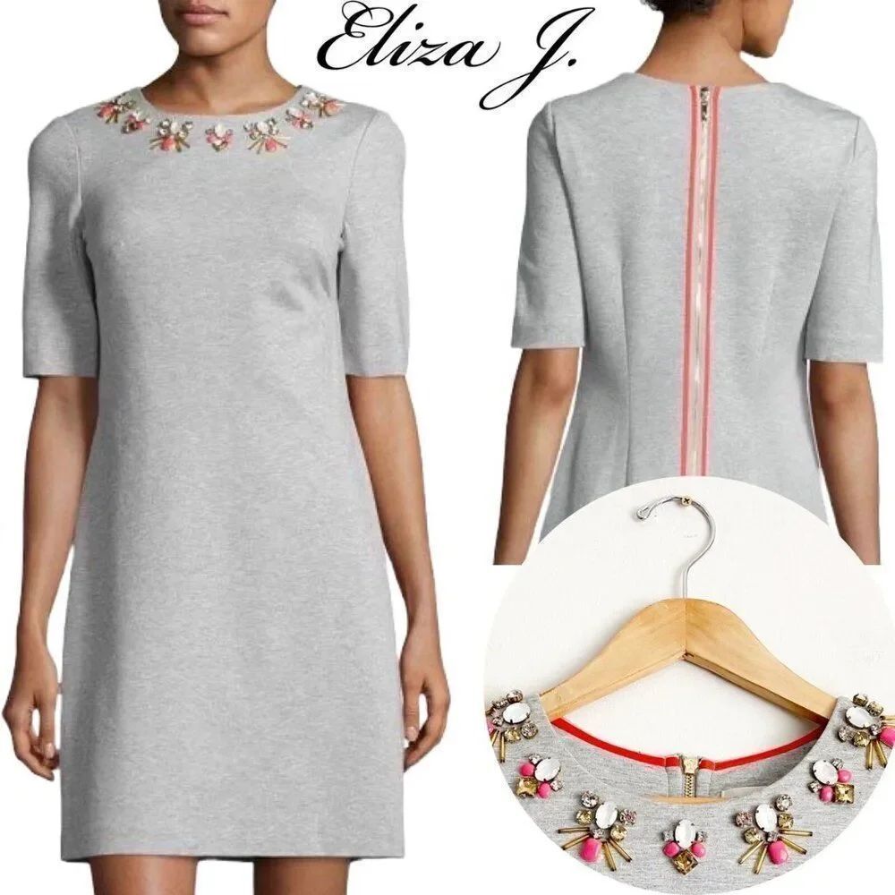 Eliza J Jewel Embellished Shift Dress Sz 6